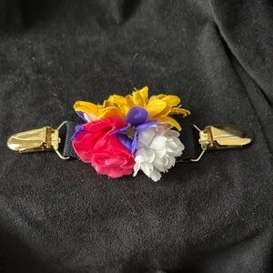Floral Hair Dress Clip with Gold Accents